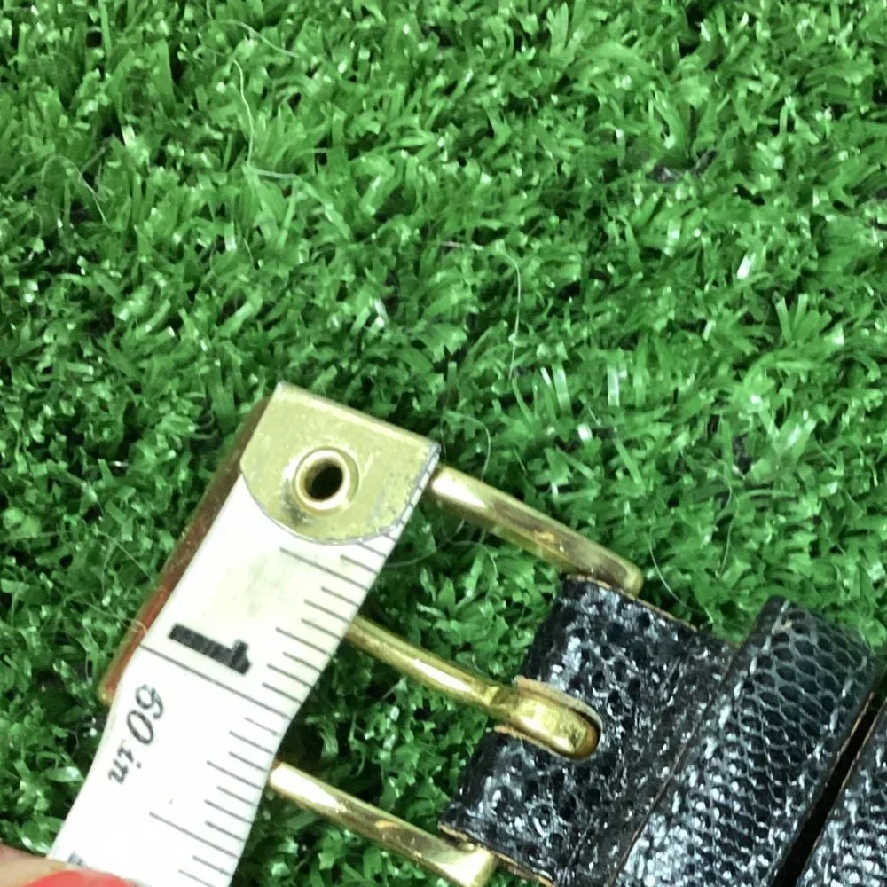 Genuine Snake Skin Black Belt Brass Buckle